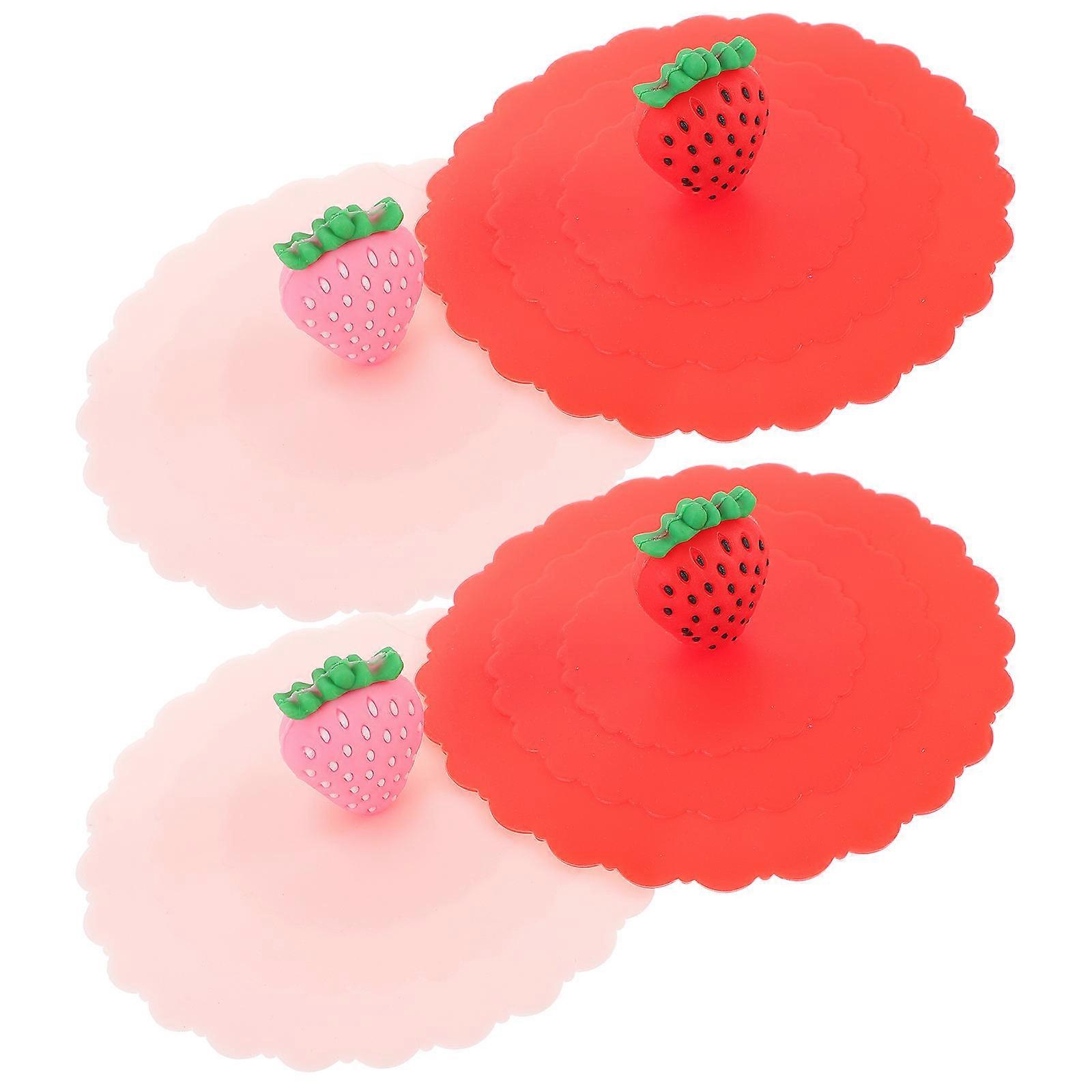 Cute Silicone Cup Lids with Fruit Shapes for Mugs Cups Protect Dust Proof and Spill Proof 4pcs