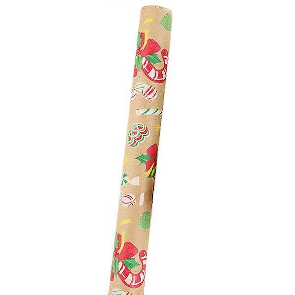 Christmas Element Gift Wrapping Paper Cute Candy Cane Bear Print DIY Roll null - 1