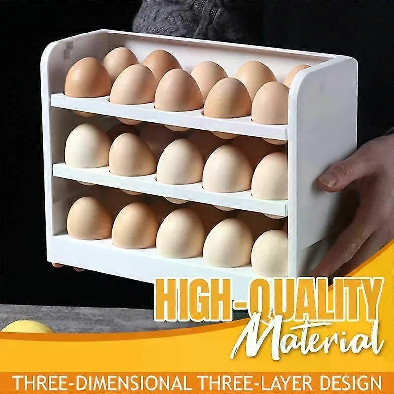 Three Layers Creative Flip Egg Storage Box Refrigerator Organizer Container Household Kitchen Egg Keep Fresh Rack Can Store 30 Eggs