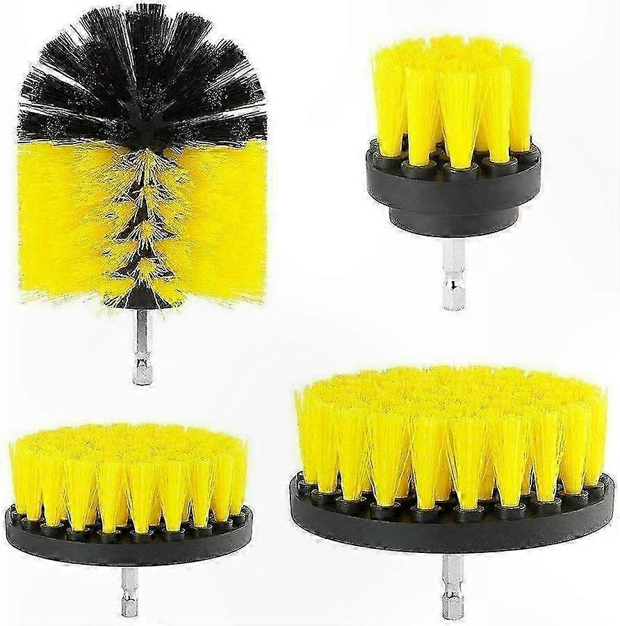 Polishing Kit with 4 Brush Attachments for Drill Cleaning and Scrubbing Tasks
