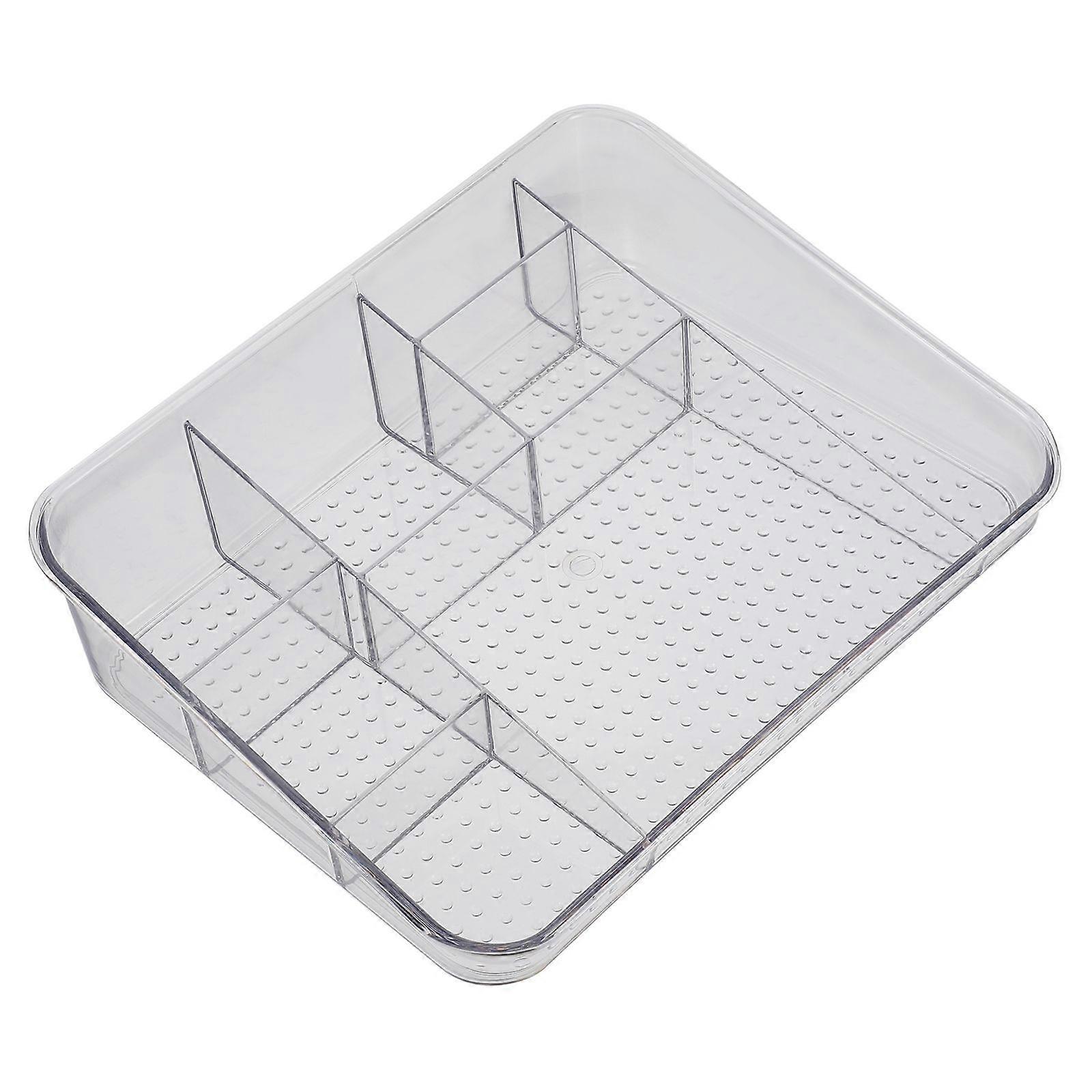 Transparent Plastic Desk Storage Organizer with MultiCompartment Design for Home Use