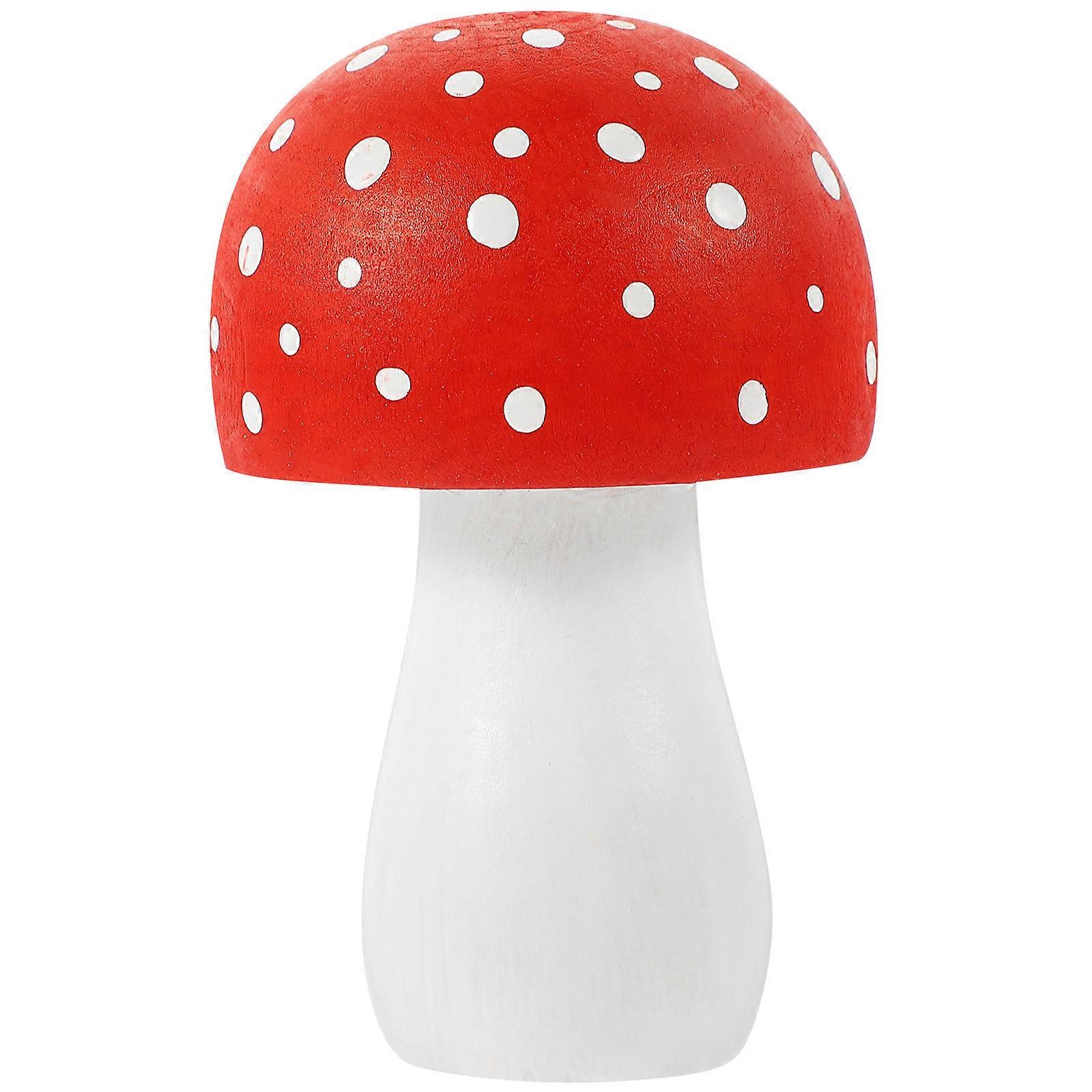 Adorable Red Wood Mushroom Statue for Decoration with Premium Quality and Fine 6.3 Inches