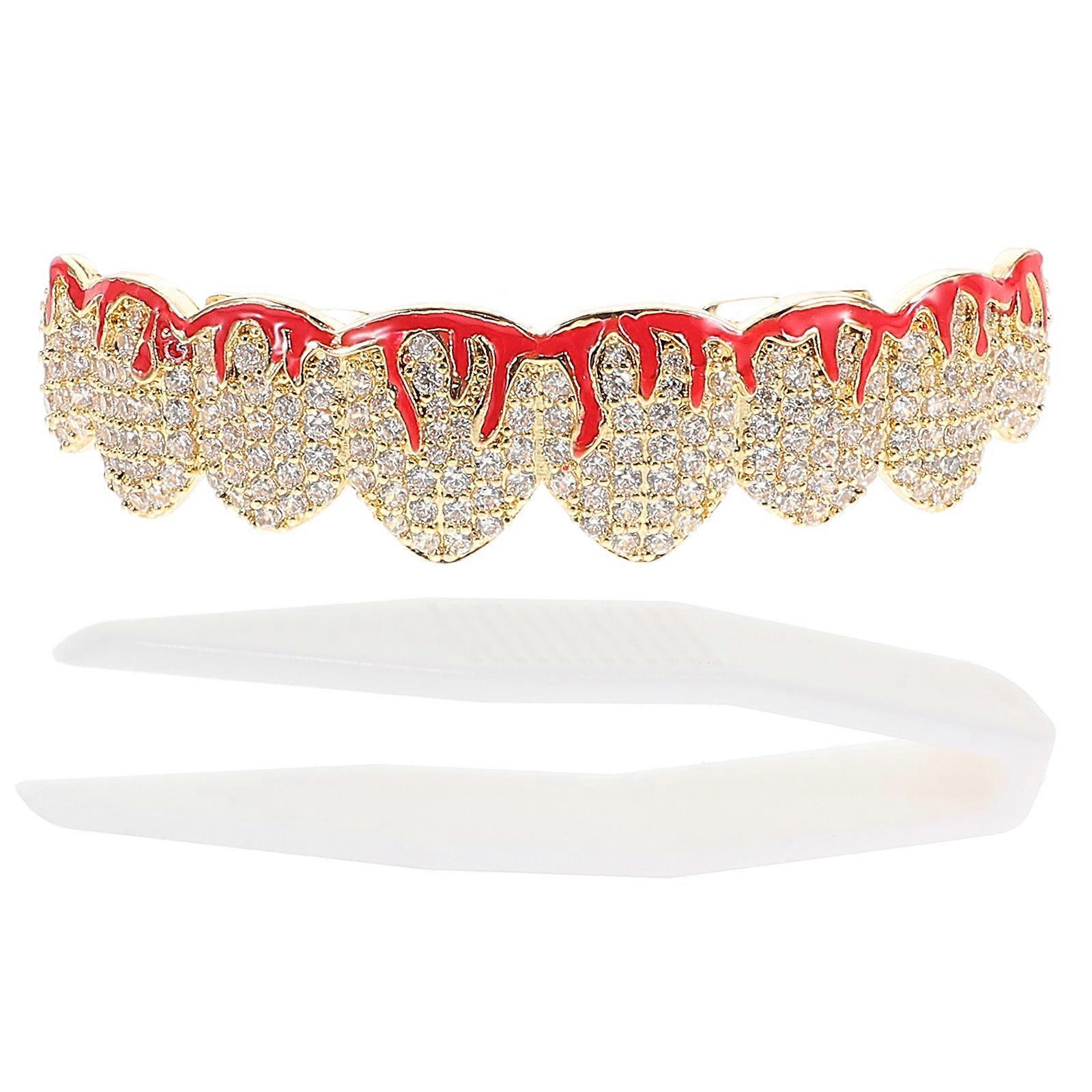 Teeth Grills Copper Decorative Mouth Jewelry For Christmas Party Festive Atmosphere 1 Set