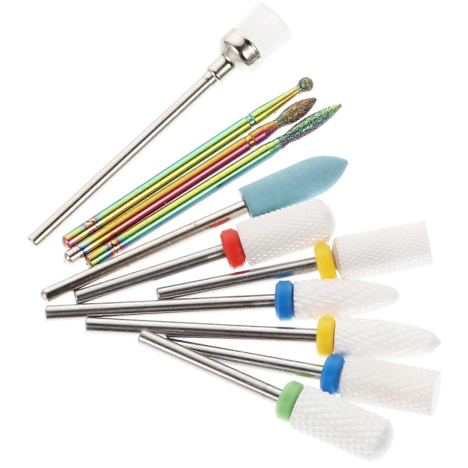 Nail Drill Attachments 11Pcs Ceramic Tungsten Steel Alloy Designed For Personal Manicure Nail Care Enhancing Performance