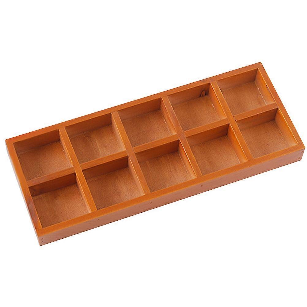 Rectangular Grid Plant Pot Support Homeowners Chocolate Wooden Succulent Tray 34X13.5X3.5CM 1Pcs