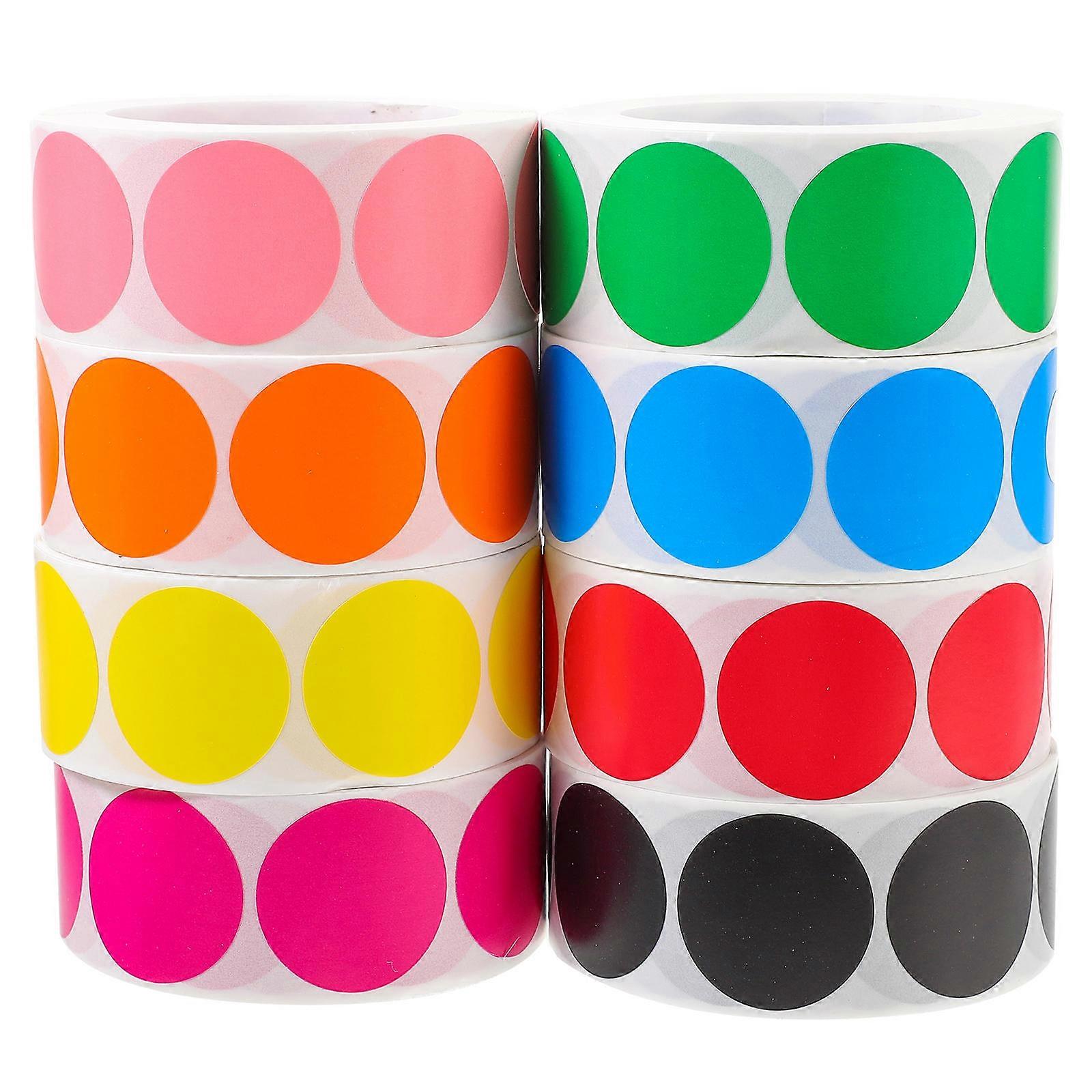 Colorful Dot Stickers for Decoration Self Adhesive with No Residue 8 Rolls of Multi Colored Coding