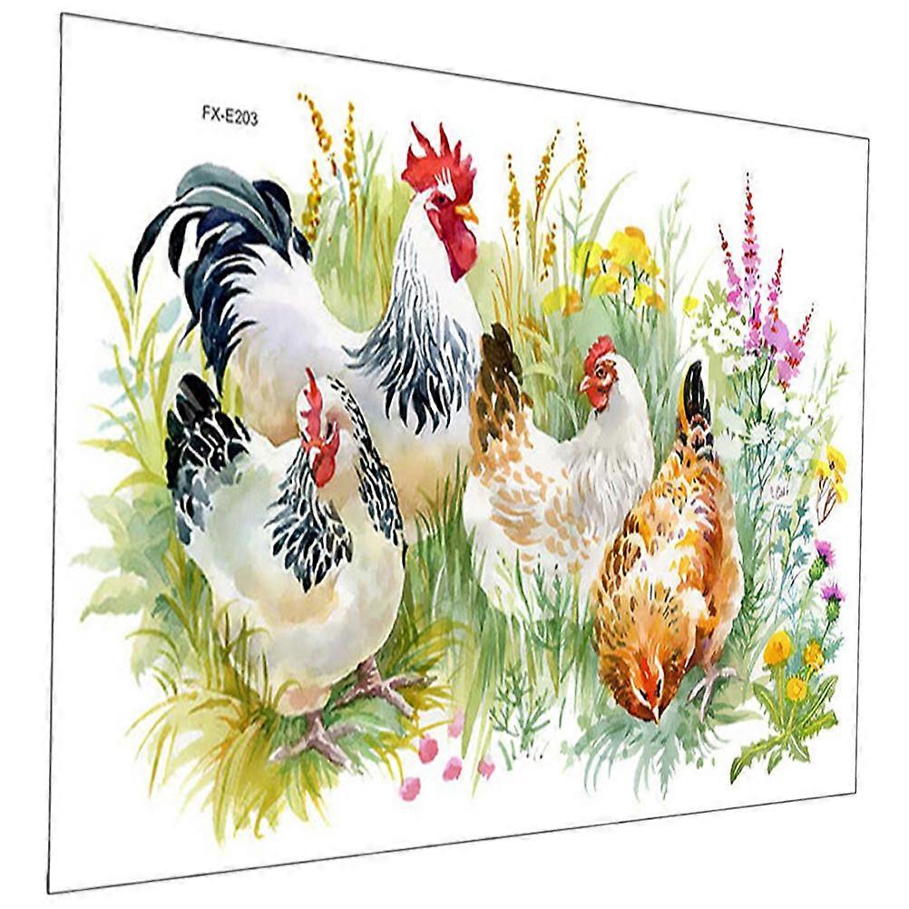Animal Wall Sticker Rustic Rooster On The Grass Sticker Home Decor Rectangular Design 1Set