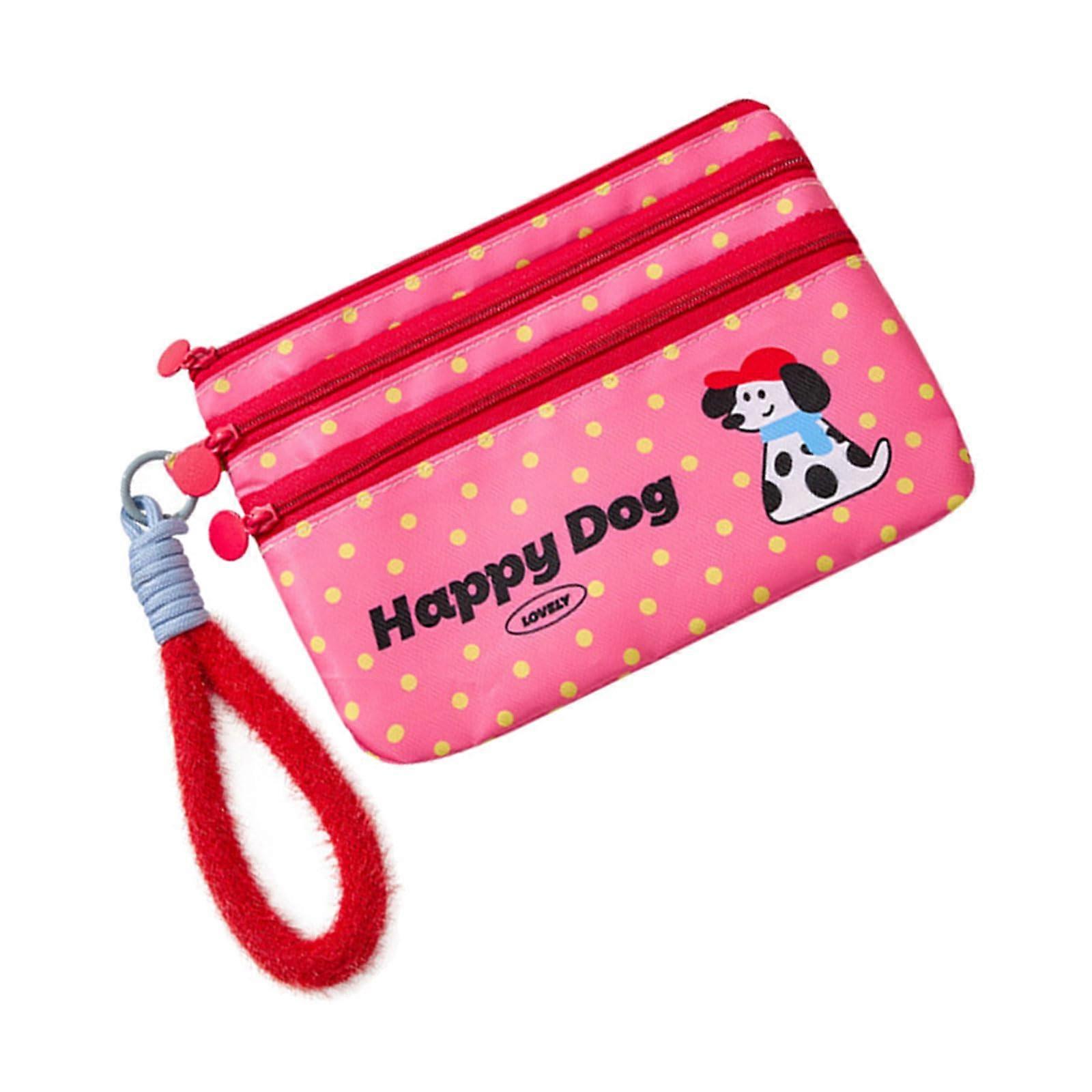 Multifunctional coin pouch keychain compact lanyard design cartoon printed for tickets cosmetics storage functional fabric storage wallet