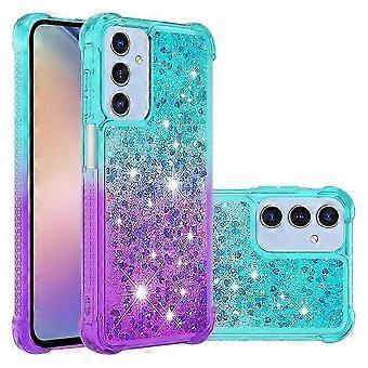 For Samsung Galaxy A16 5G/Galaxy A16 4G TPU mobile phone case gradient quicksand mobile phone back cover - sky blue + purple (sky blue + purple)