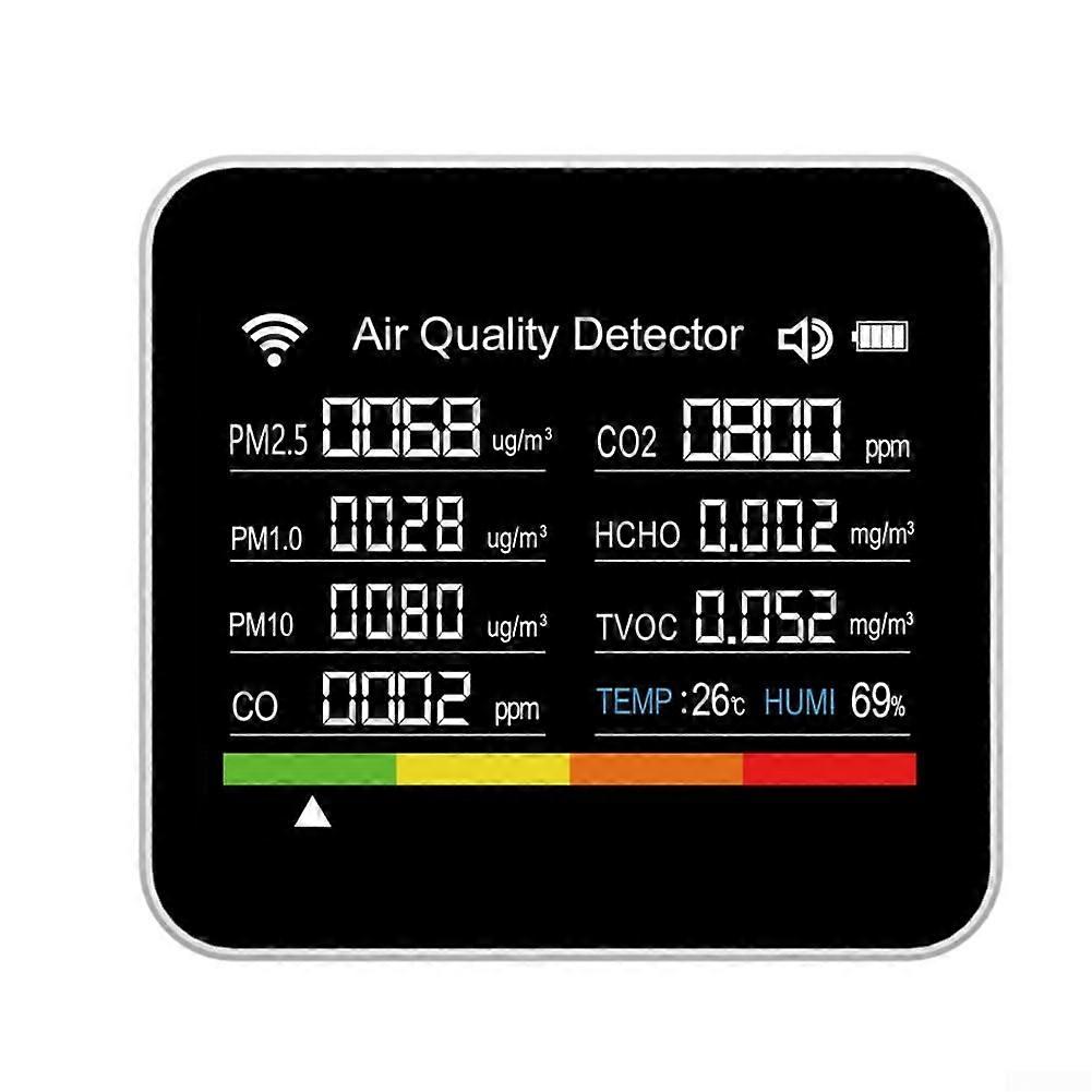 15 in 1 Air Quality Monitor Carbon Dioxide Detector Temperature Humidity Meter Carbon Dioxide Tester Black