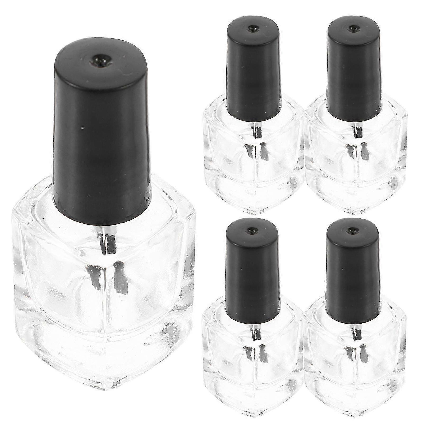 5pcs/pack 5ml Empty Nail Polish Bottle with Brush Inside Square Shaped Clear Nail Polish Container Bottles