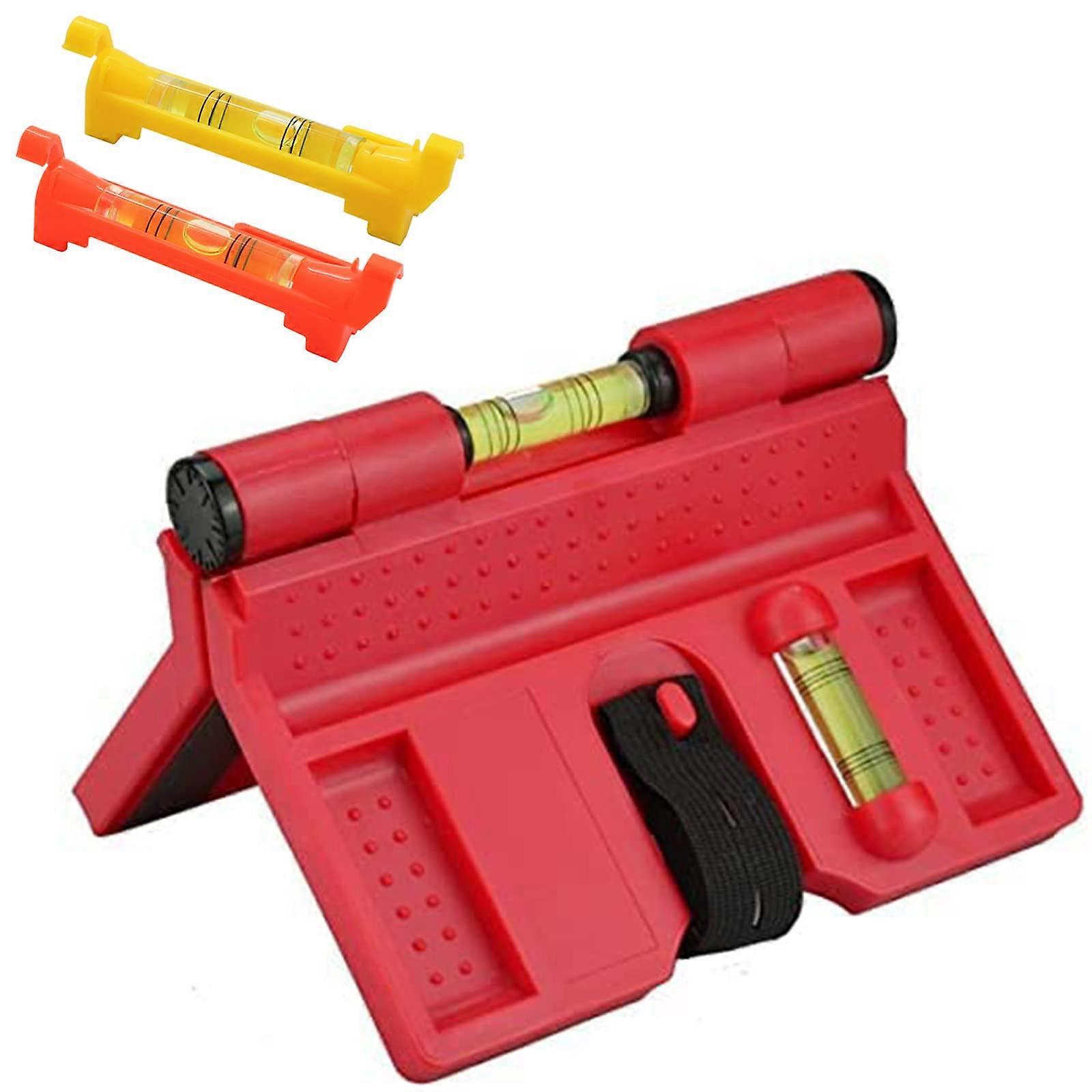 Magnetic Spirit Level ABS Adjustable Angle for Pipe Installation (Red)