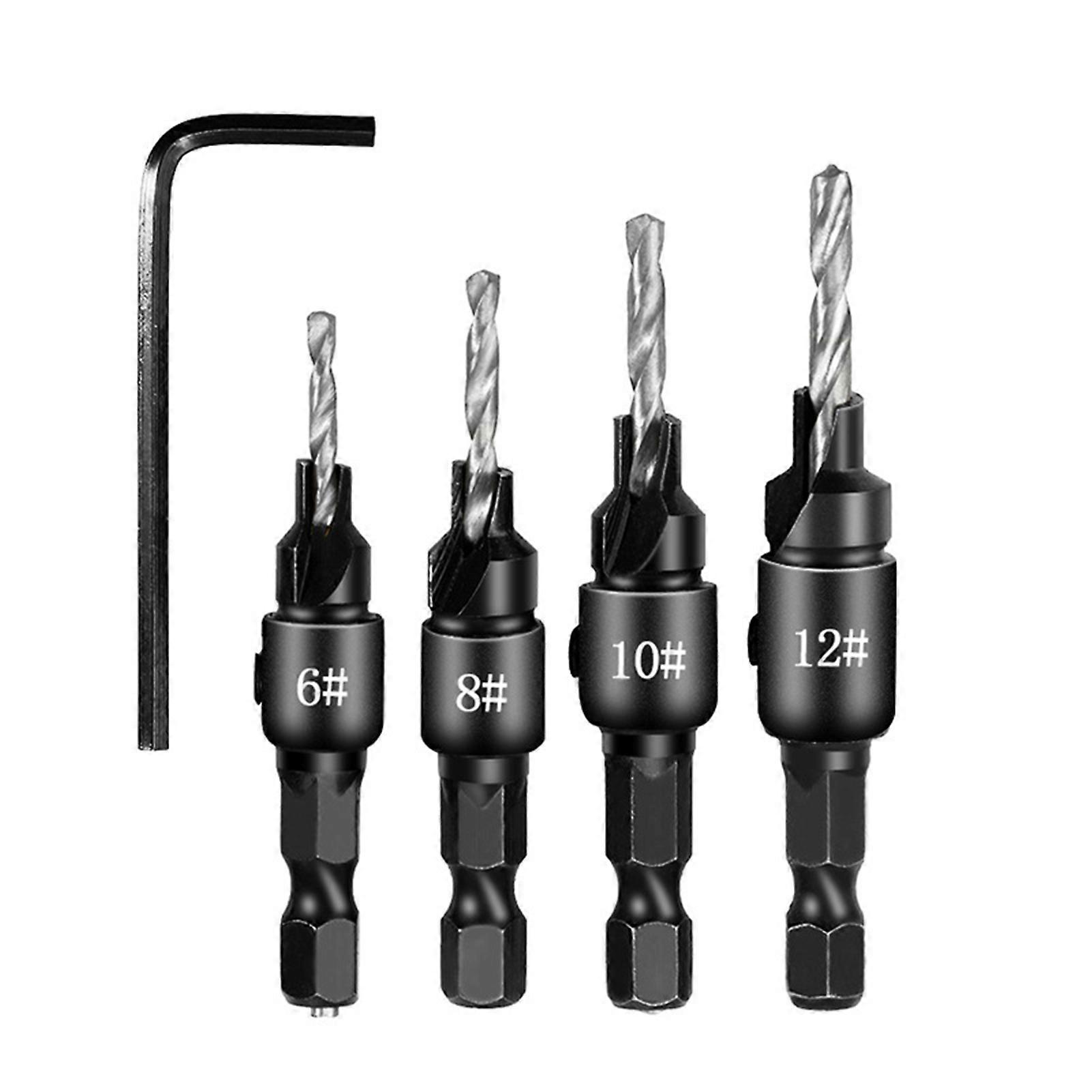 Countersink Drill Bit Set Hexagonal Shank Countersunk Head Woodworking Drill Set
