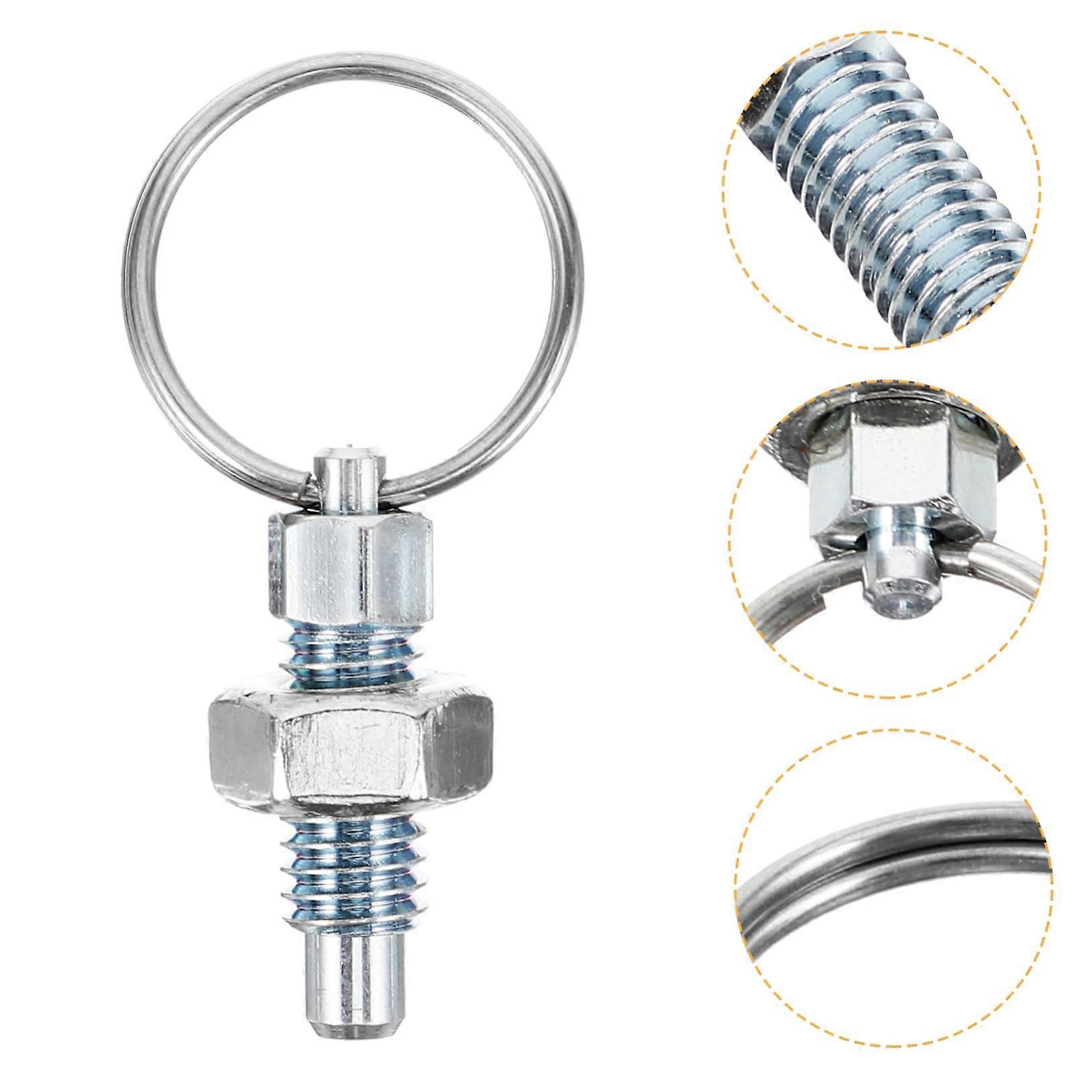2 Pack Stainless Steel Spring Plunger Pin with Pull Ring, Retractable Locking Bolt for Machinery Fixtures