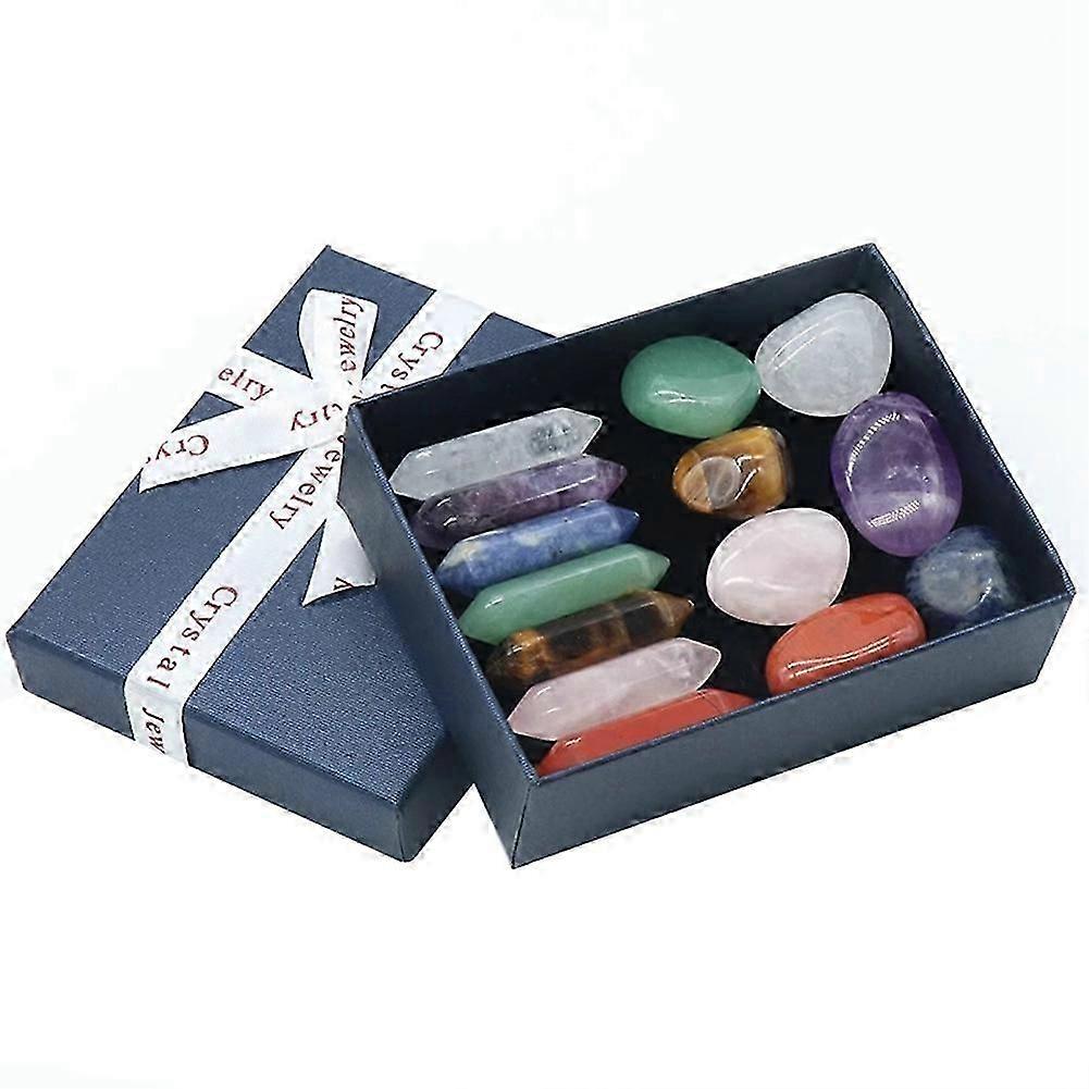 14PCS天然石クリスタルジェムストーンセットチャクラヒーリング&クォーツミネラルオーナメント用
