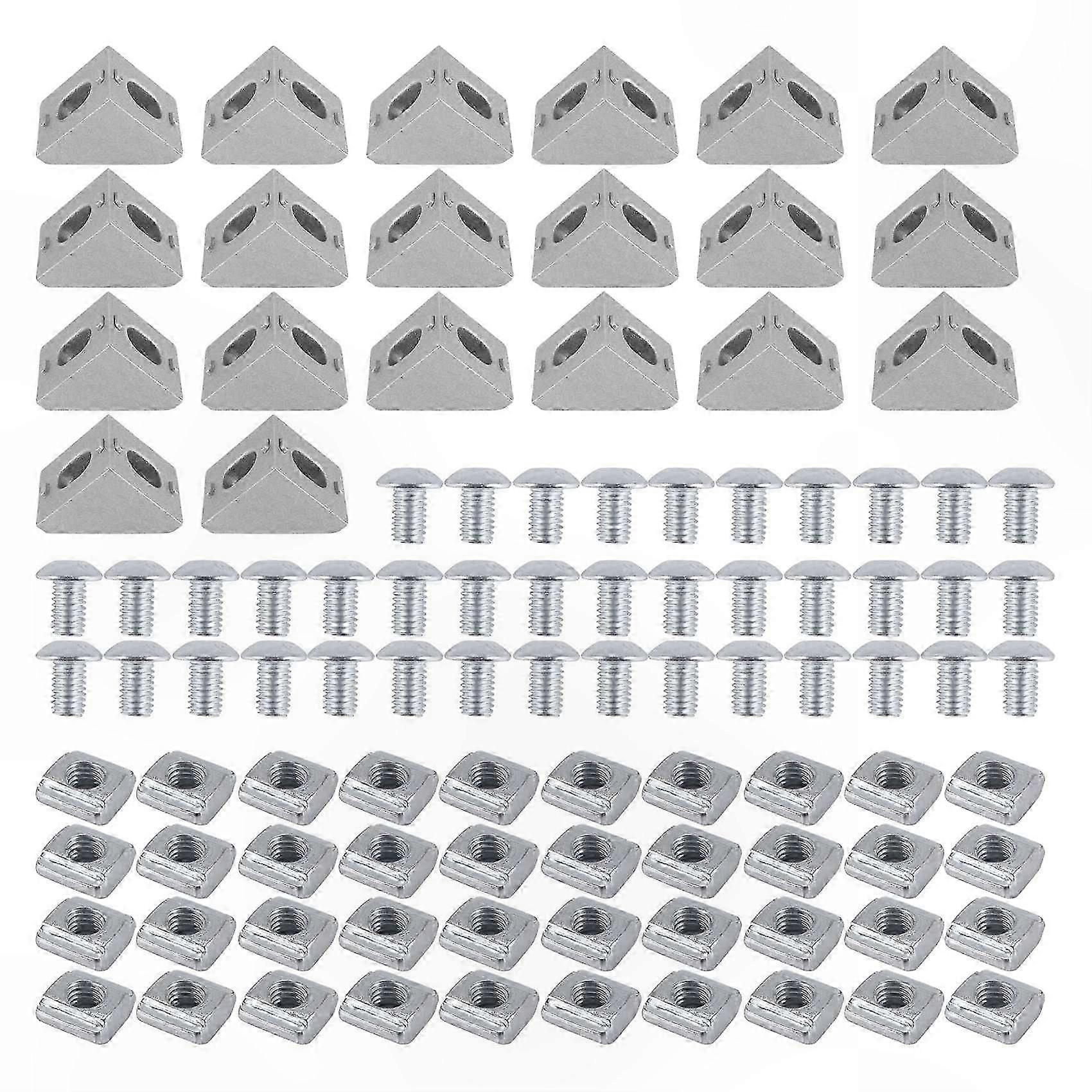 Aluminum Profile Connector Kit with Corner Brackets, T-Slot Nuts, and Hex Socket Screws for 6mm Slot Frames