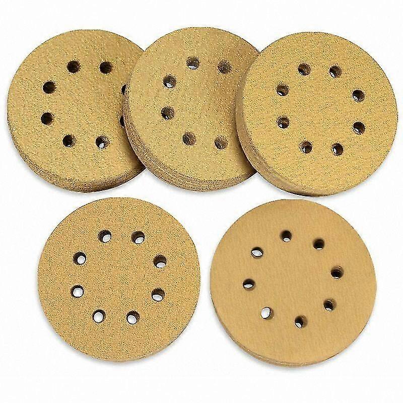 125mm Sanding Discs Assortment, 50 Pack with Hook and Loop, 60-220 Grit, 8 Holes for Random Orbital Sanders