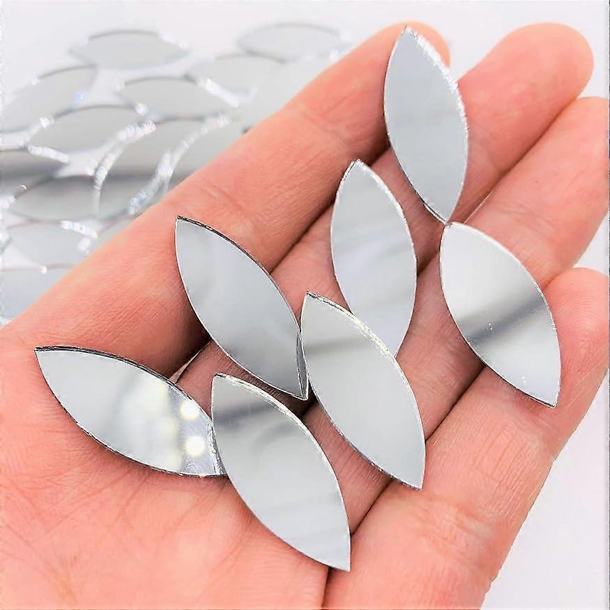100 Pcs Raindrop Shaped Mirror Tiles for Crafts, Self Adhesive Mini Mirrors for DIY Projects (2.9x1.1cm)