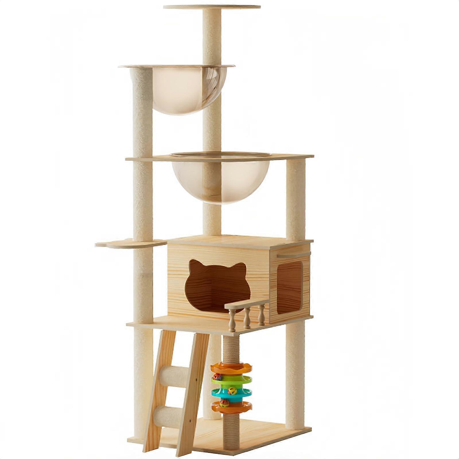 Modern Cat Scratching Tower, 5Tier Cat Tree Tower, Multilevel Furniture Activity Center with Scratching Posts, 2 Space Capsule