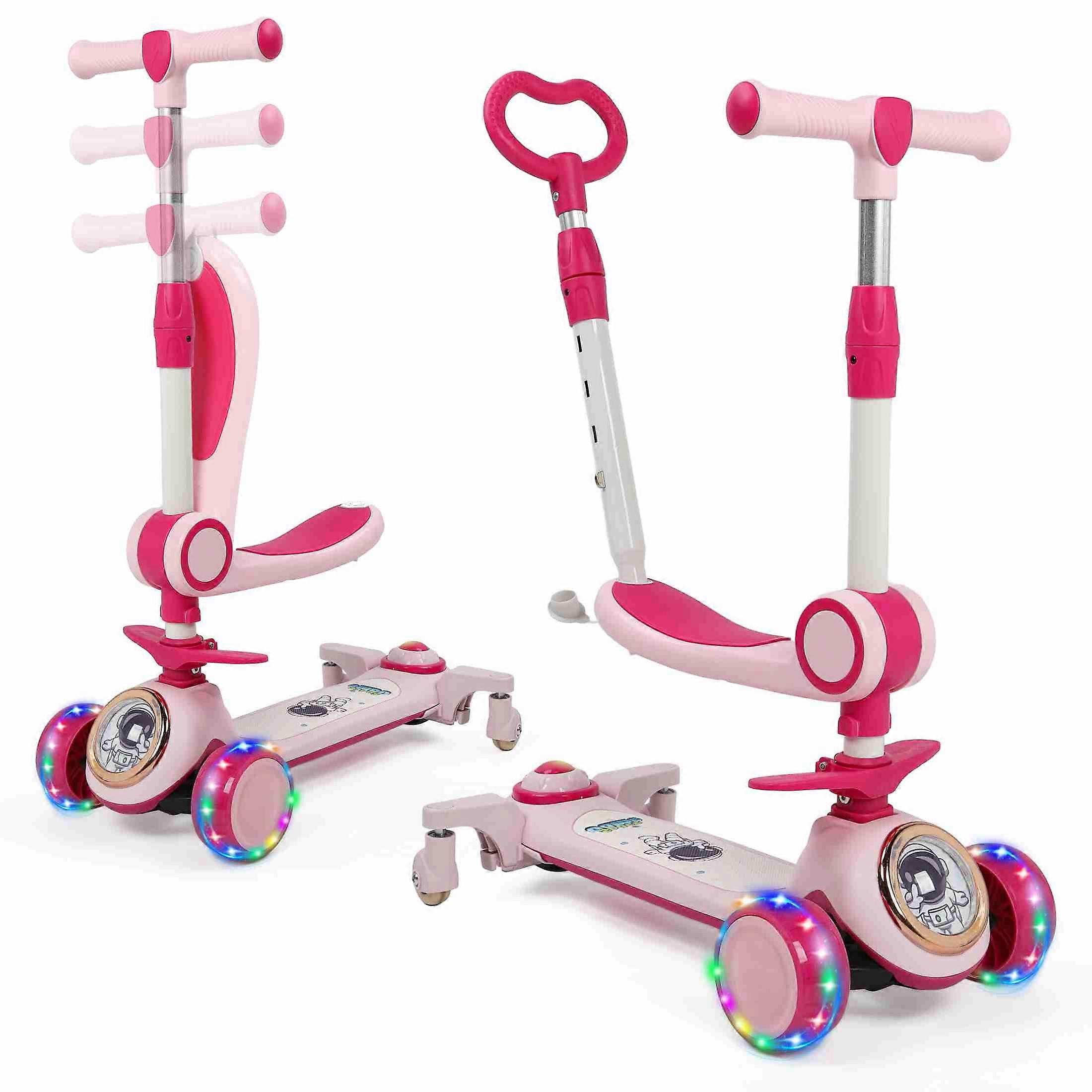 Kids 3-in-1 Kick Scooter with Adjustable Handle 63-80cm, Folding Seat