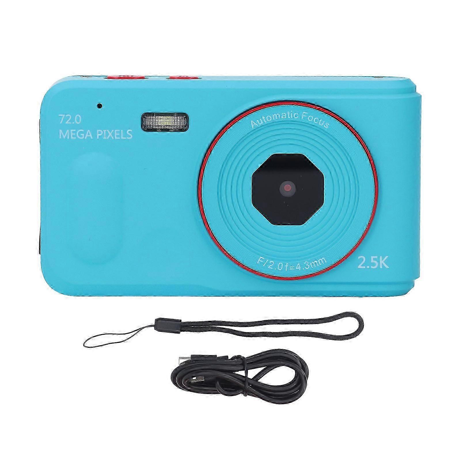 72MP Portable Digital Camera for Students, 2.5K Video, 16x Zoom, Stabilization, Compact