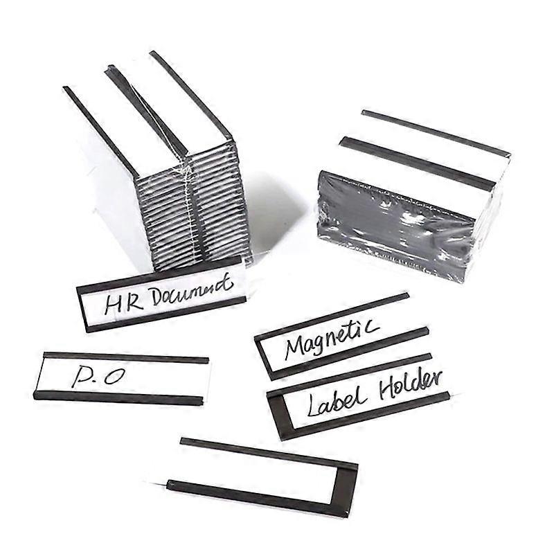 30Pcs Magnetic Label Holders,Sign and Ticket Holder,Holders for Metal Shelf Label Organization, Whi