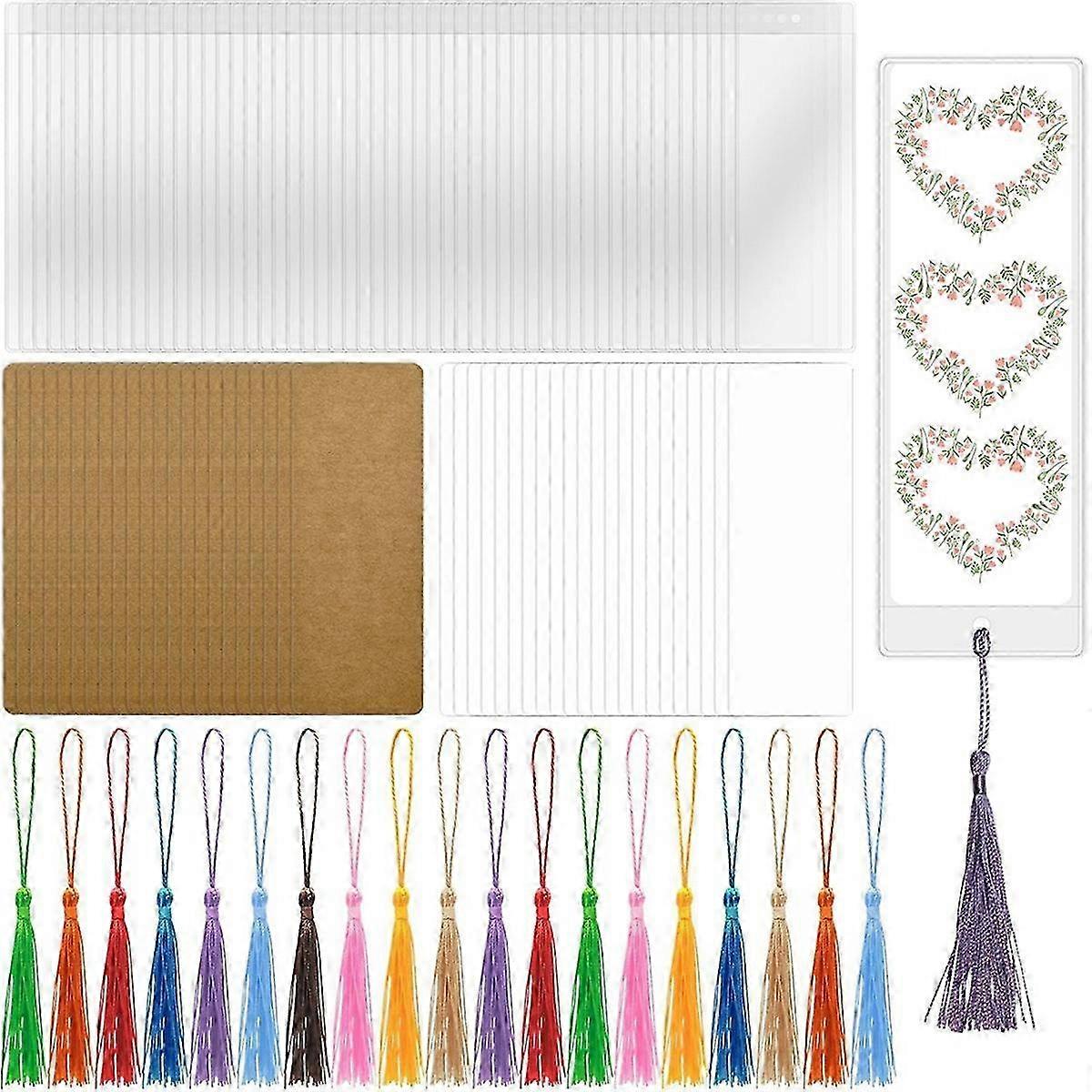 50 Sets Blank Bookmark Making Kit, 50 Paper Bookmark Blanks,