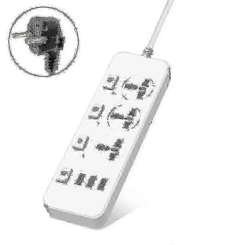 Us/uk/eu Power Strip 5v2.1a Surge Protector With 3 Outlets 3 Usb Ports