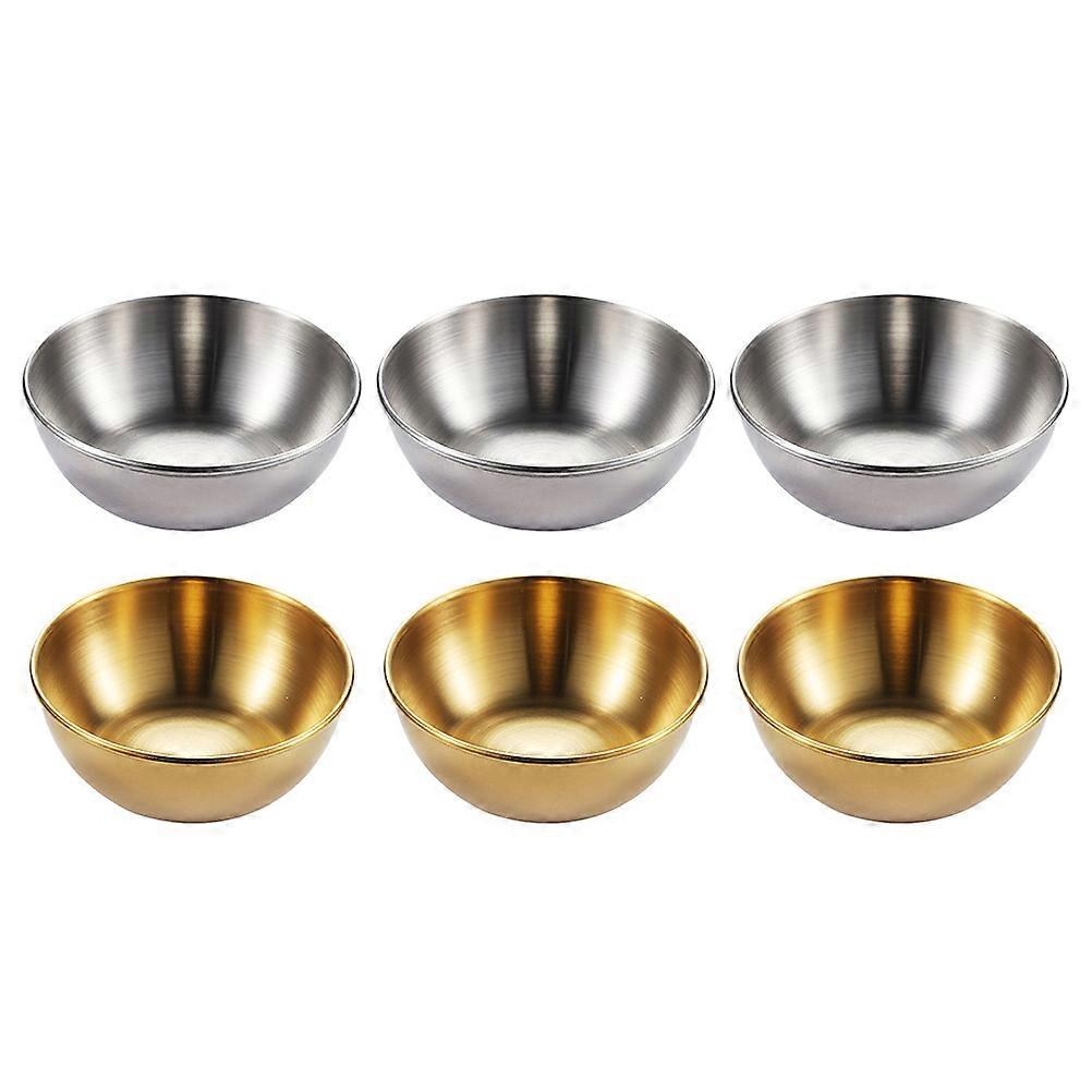 Stainless Steel Soy Sauce Dish for Serving 6Pcs Assorted Color Dipping Plates