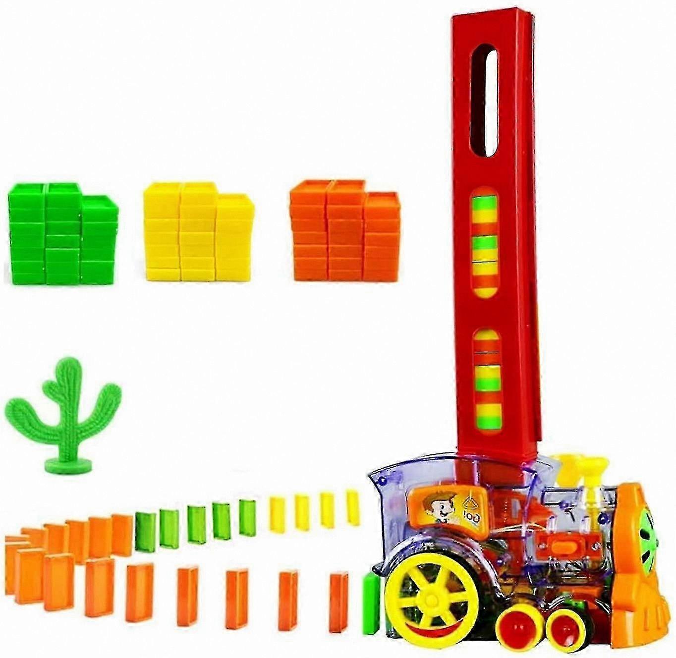 Domino Rally Train Set with Light and Sound Effects, Educational Toy for Kids, Interactive Domino Playset