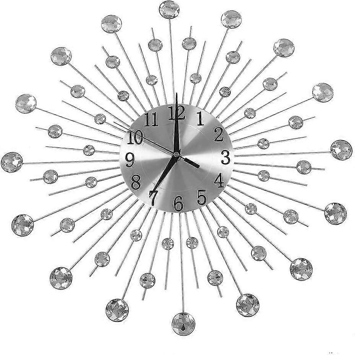 Creative Iron Flower-Shaped Wall-Mounted Clock Rhinestone Home Decoration