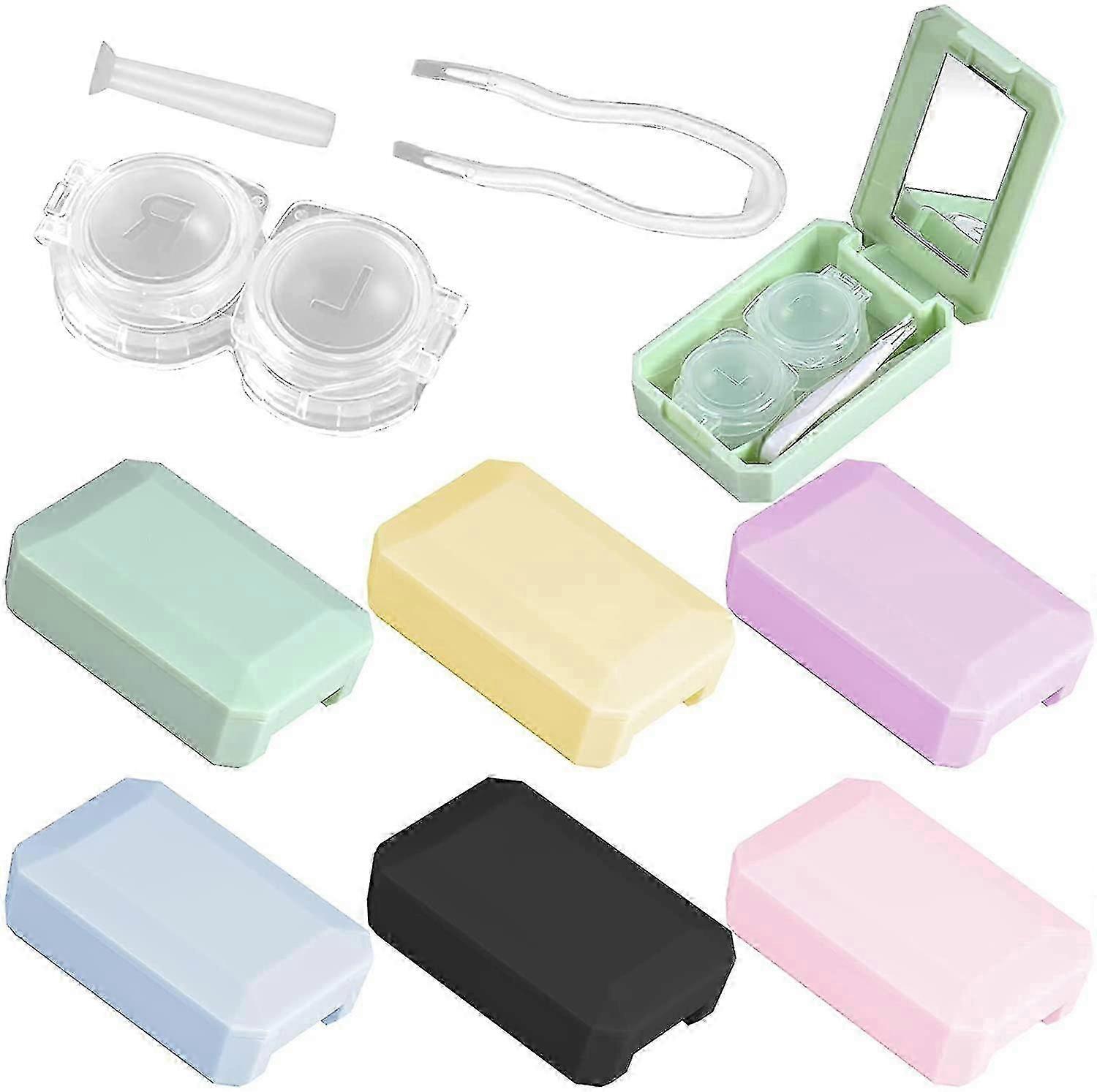 6 Pieces Portable Travel Contact Lens Cases, Mini Lens Case With Mirror