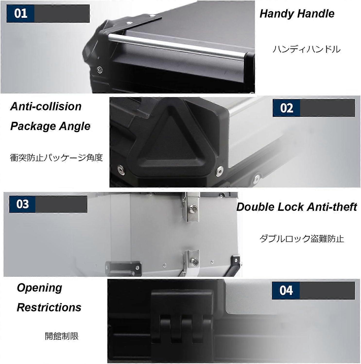 Motorcycle Trunk Aluminum Hard Case 65L Case For Bike Black With Mounting Hardware Trunk Rack
