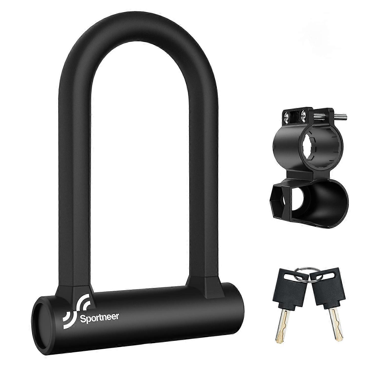 Bike Lock 17mm HeavyDuty ULock With Mounting Bracket Keyed AntiTheft For Road Mountain EBike Folding Bikes Black