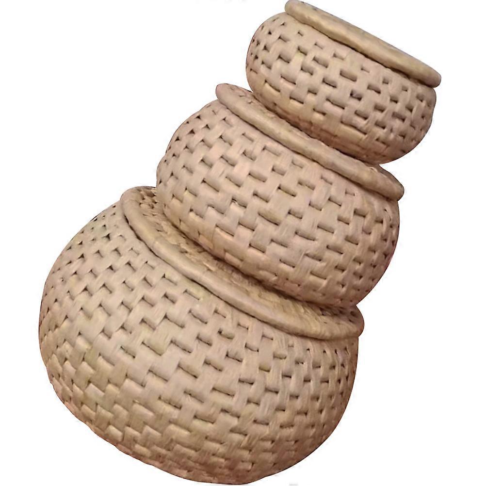 4Sets Paper Rope Storage for Storage Desktop Woven Baskets with Lid