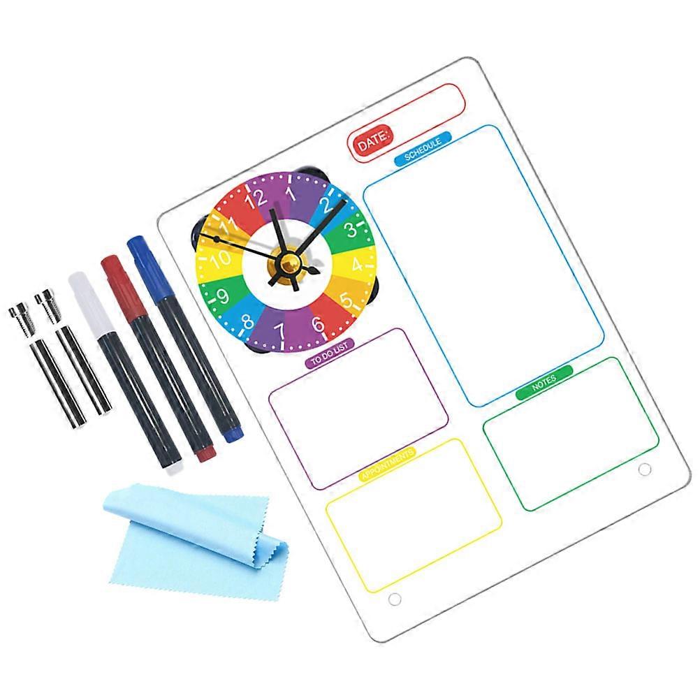 Transparent Acrylic Memo Board for Writing with Clock 5Sets Desktop Use