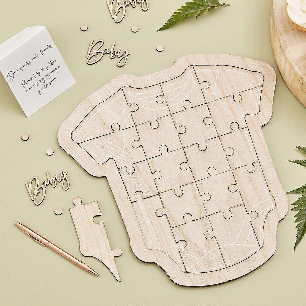 Wooden Baby Shower Guest Book Babygrow Keepsake