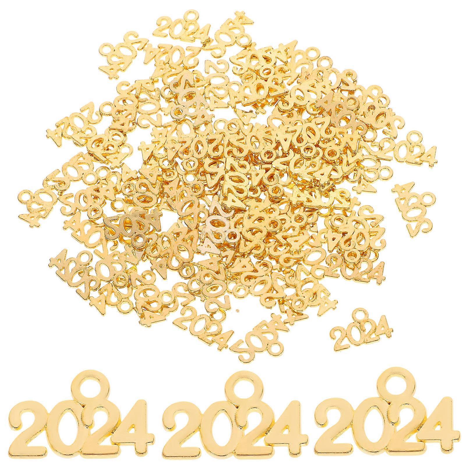 Zinc Alloy 2024 Number Charm for DIY Jewelry Making 100Pcs Set