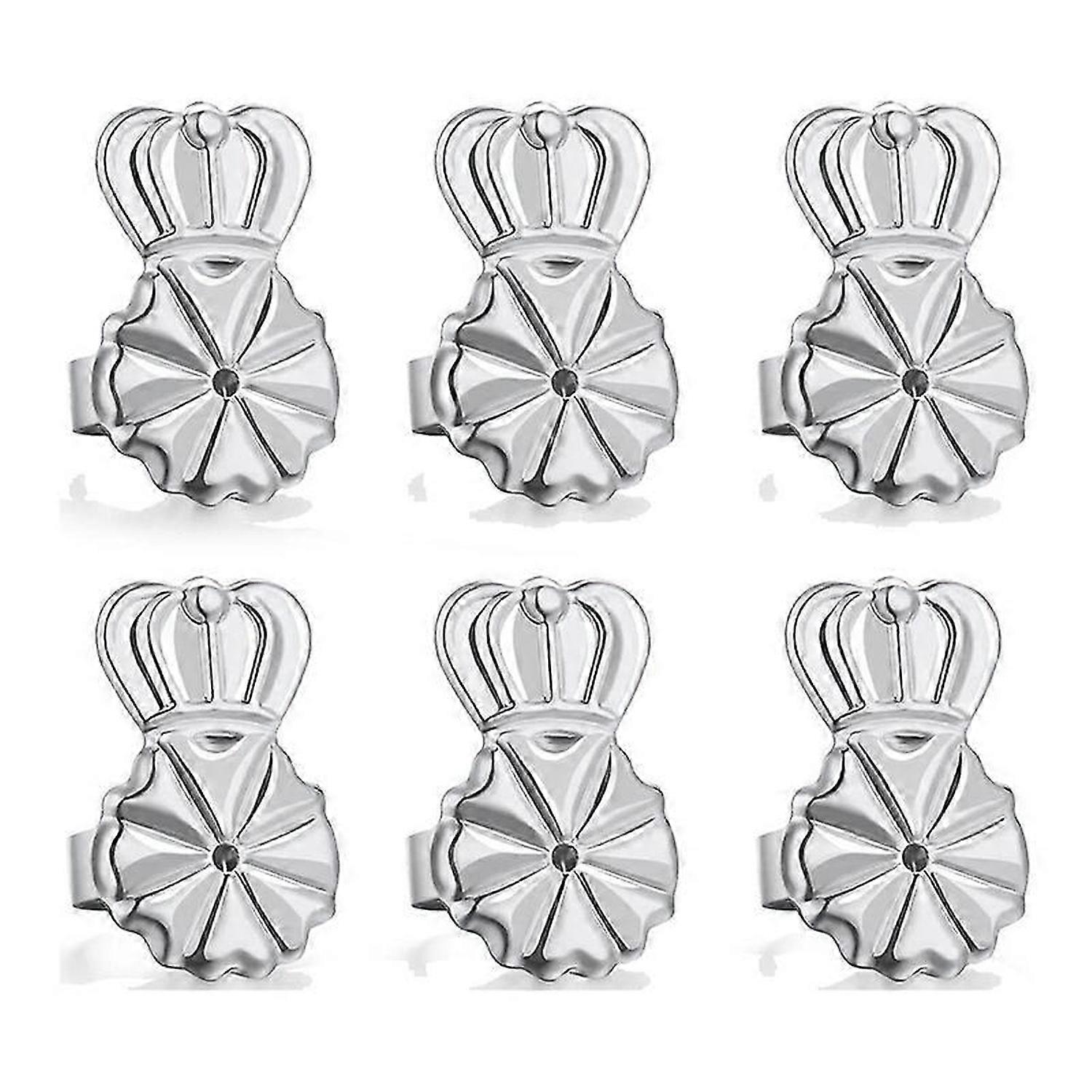 3-Pairs Earring Backs,Earring Backs Lifter(Silver)
