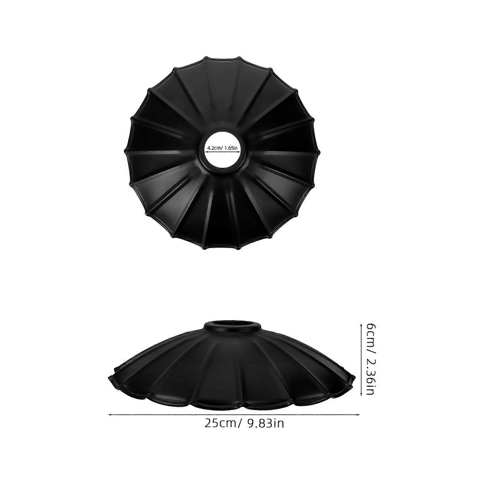 Pleated Cast Iron Lampshade Circular Ceiling Lamp Shade Black Metal Hanging Lamp Shade Eye Protection 1Set
