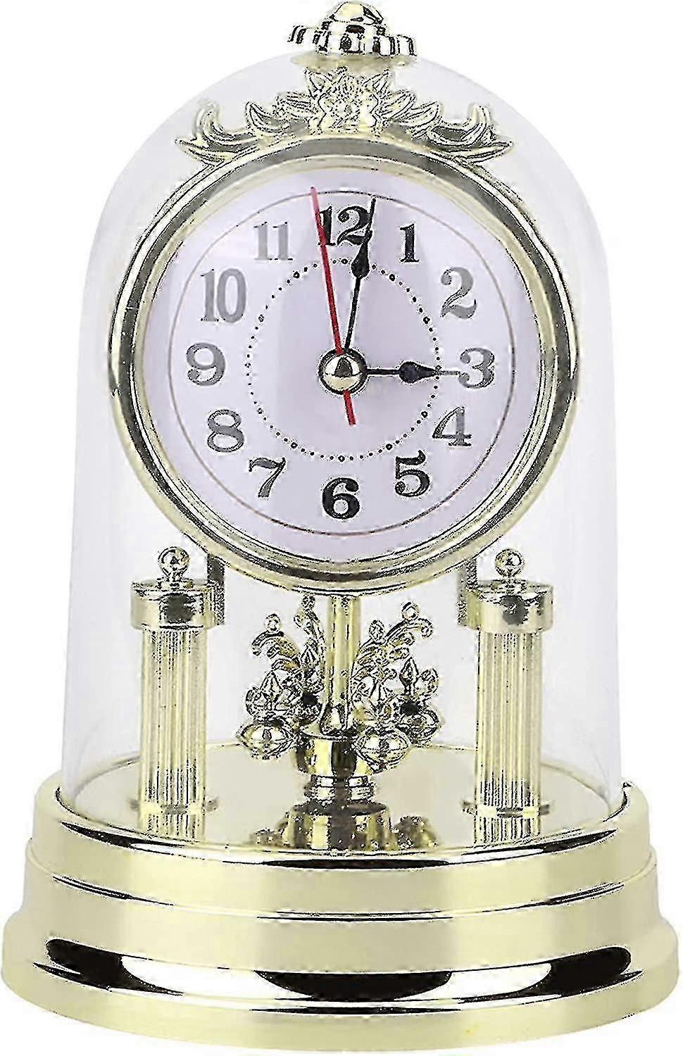 European Retro Style Table Clock with Digital Display and Silent Movement