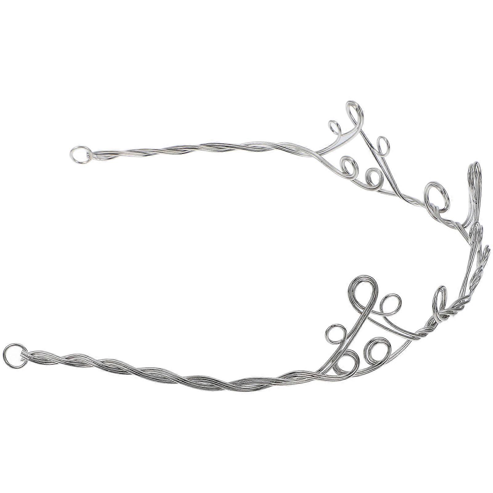 Handcraft Crown Copper Headwear for Lady Silver 14.5x5.3cm Simple Design DIY Accessory 1Pack