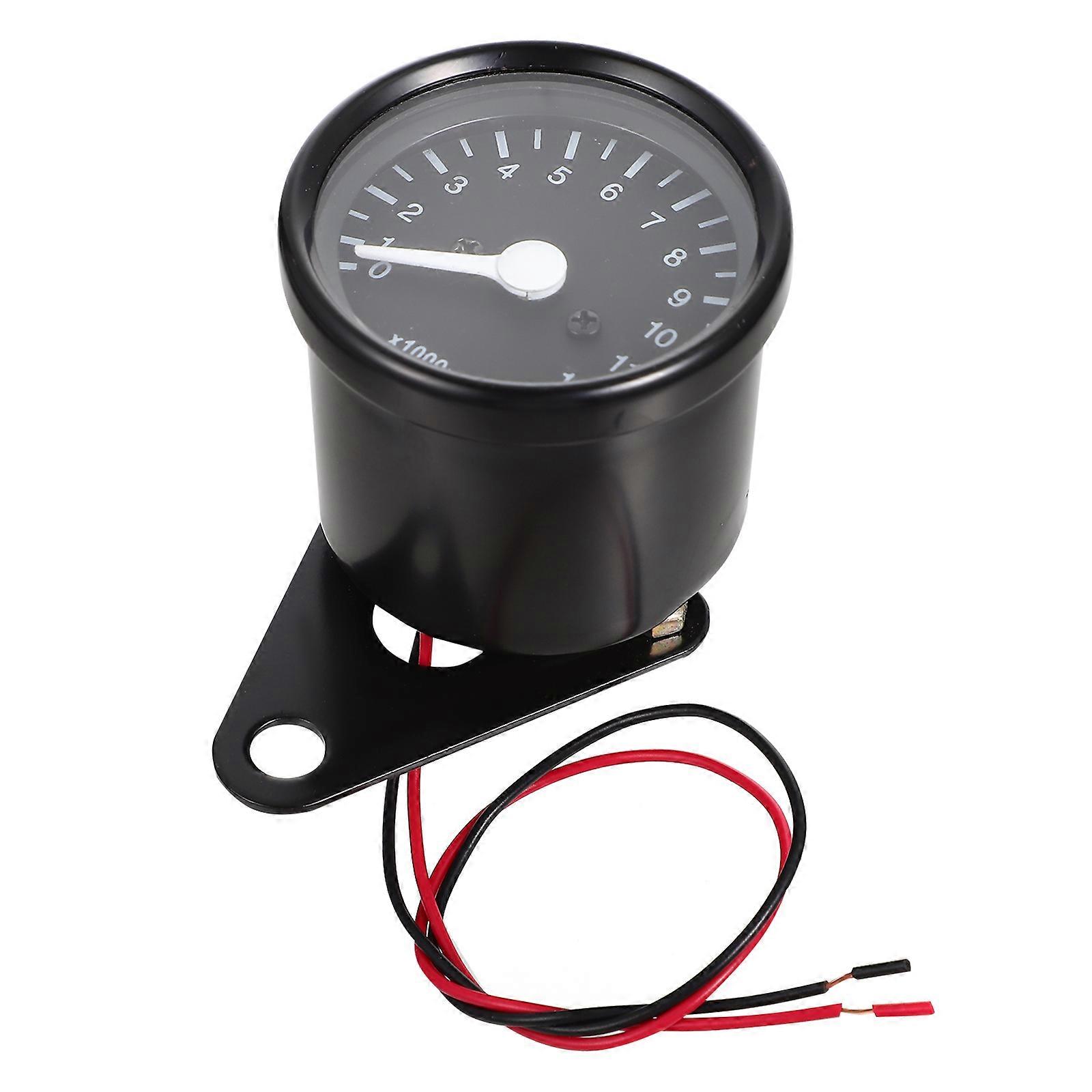 Digital Tachometer Motorcycle Gauge Round Motorcycle Instruments Black Aluminum Glass Plastic 1Set
