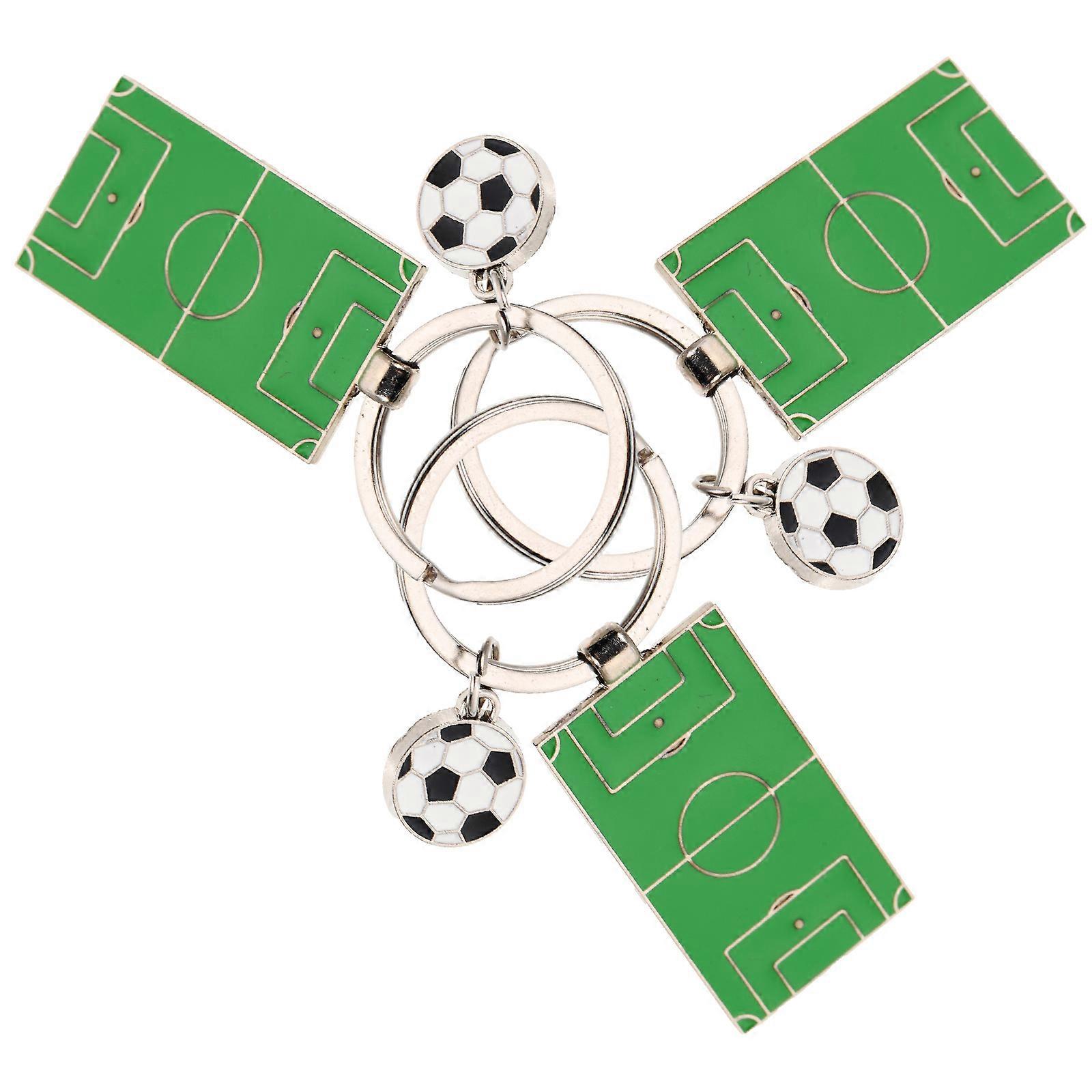 Assorted Color Metal Soccer Key Chains 6Pcs Key Decoration For Children Football Lovers Rectangular Design