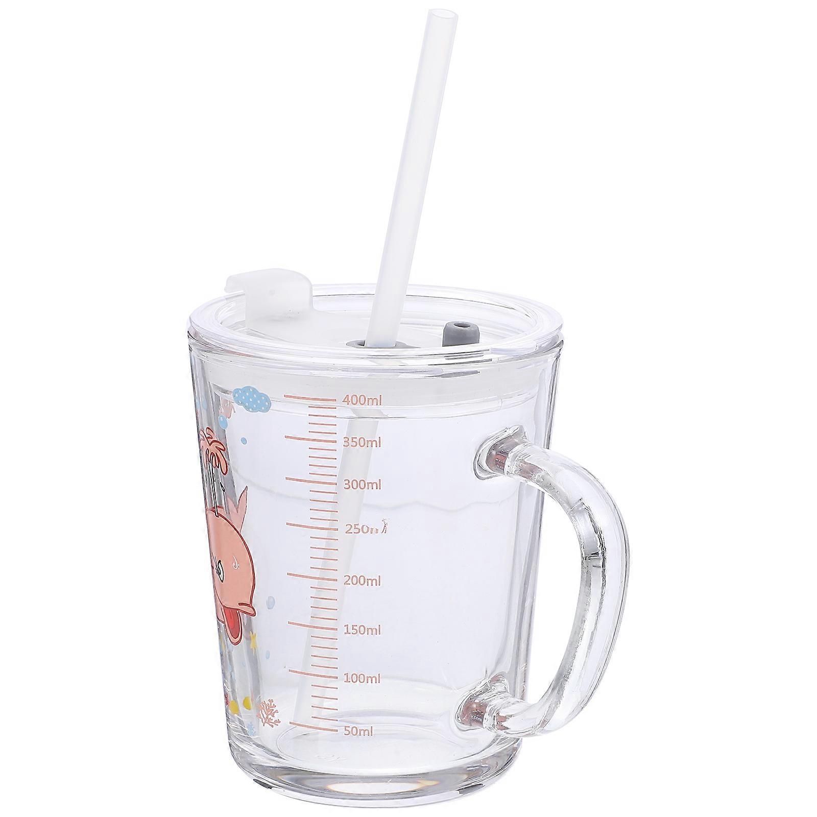 Leakage-Proof Dolphin Design Kids Water Cup With Silicone Straw And Handle 2Pcs 350ML Multi-Functional Drinkware