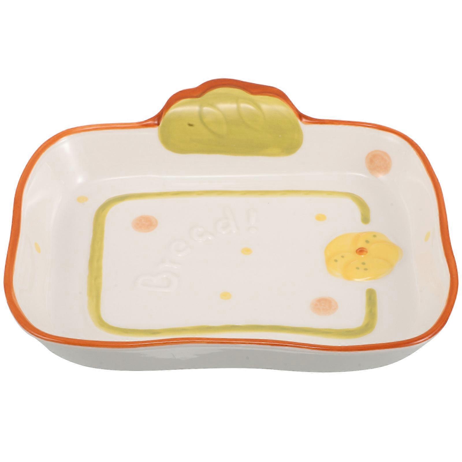 Ceramic Cute Bread Plate for Serving 2Pcs on Kitchen Table Decor