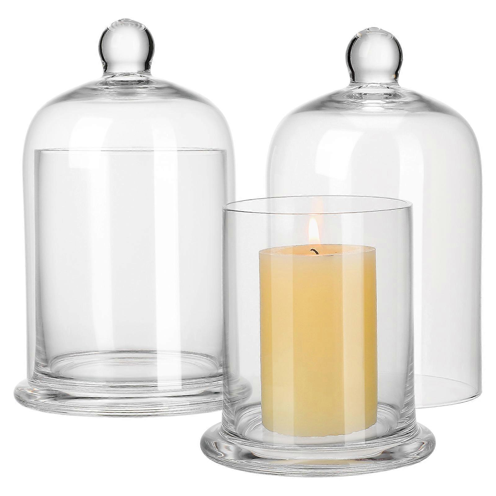Decorative Glass Bell Jar Candle Holder for Storage Use 4Sets