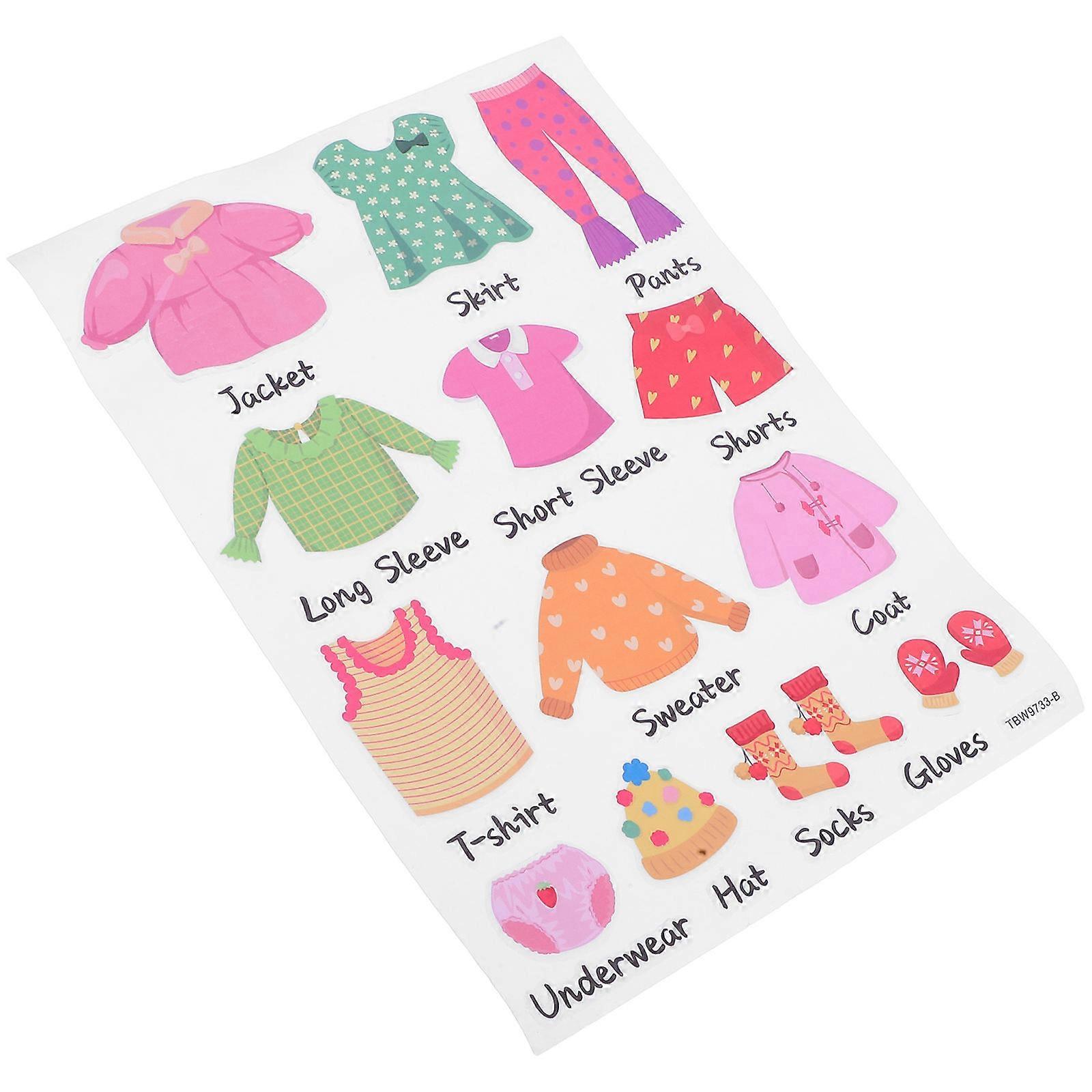 Clothing Labels Clothes Classification Labels for Kids Wardrobe Decals 1Set