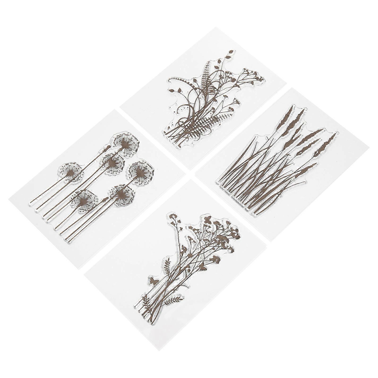 Scrapbook Transparent Stamps Plant Pattern for DIY 8Pcs Clear Set