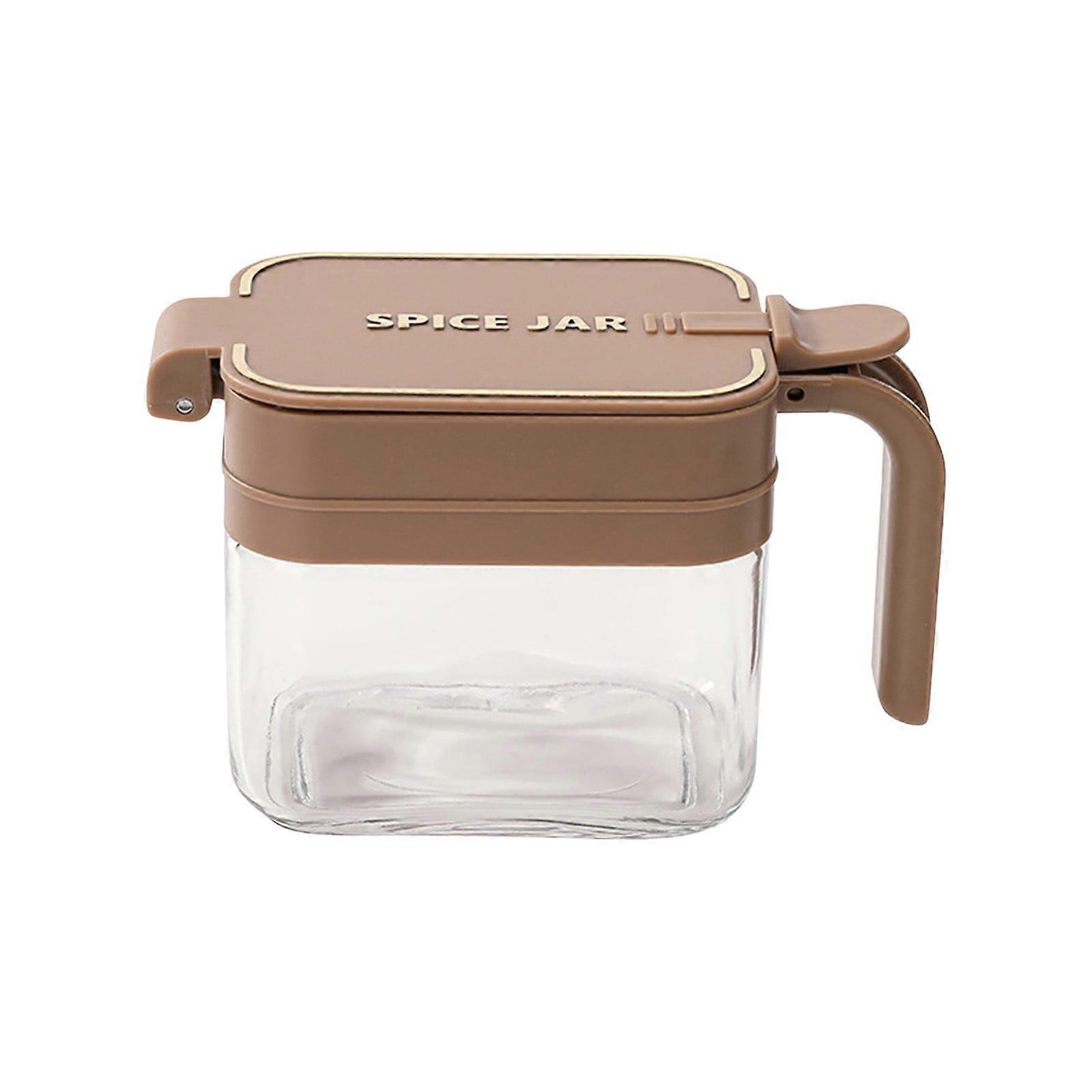 ZKCCNUK Kitchen Condiment Box with Spoon - Multi-Compartment Storage Jar for Spices, Salt, Sugar - Compatible with All Kitchens